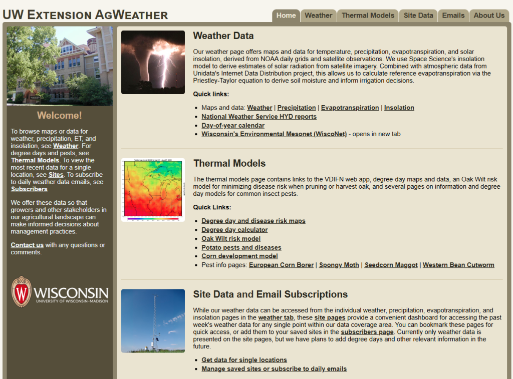 screenshot of agweather