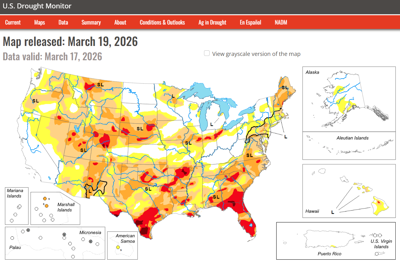 us drought monitor screenshot